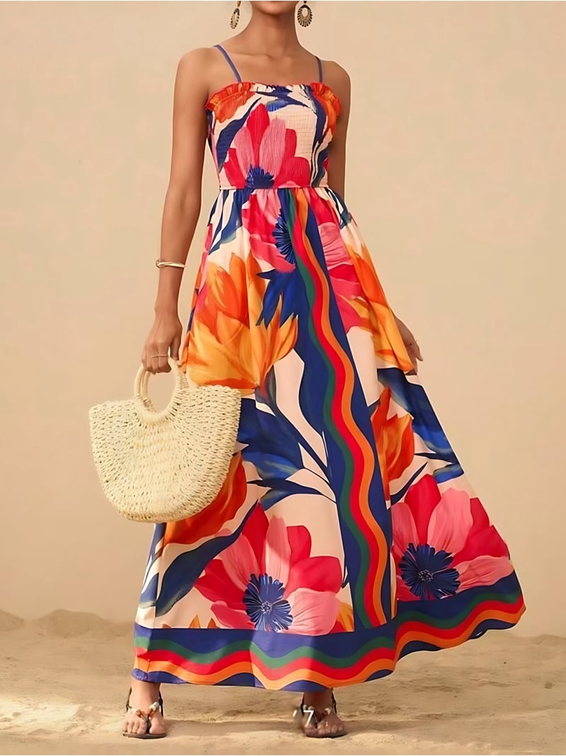 red beach wedding guest dress Green Floral Short Sleeve Mini Dress