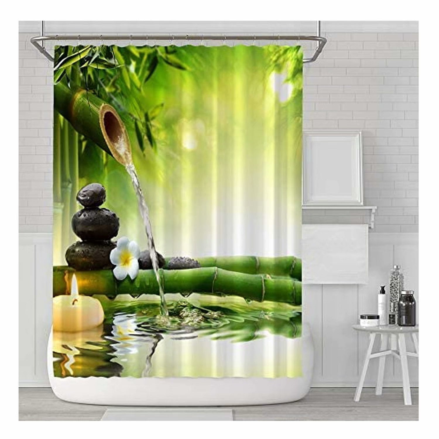 Bathroom Fabric Shower Curtain Curtains With Hooks Machine Washable 180 x 180cm 