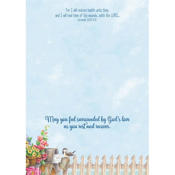 Shared Blessings Religious Get Well Card with KJV Scripture, 1 Count, Flowers on Mailboxes Design, Christian Healing Rest and Recovery Encouragement