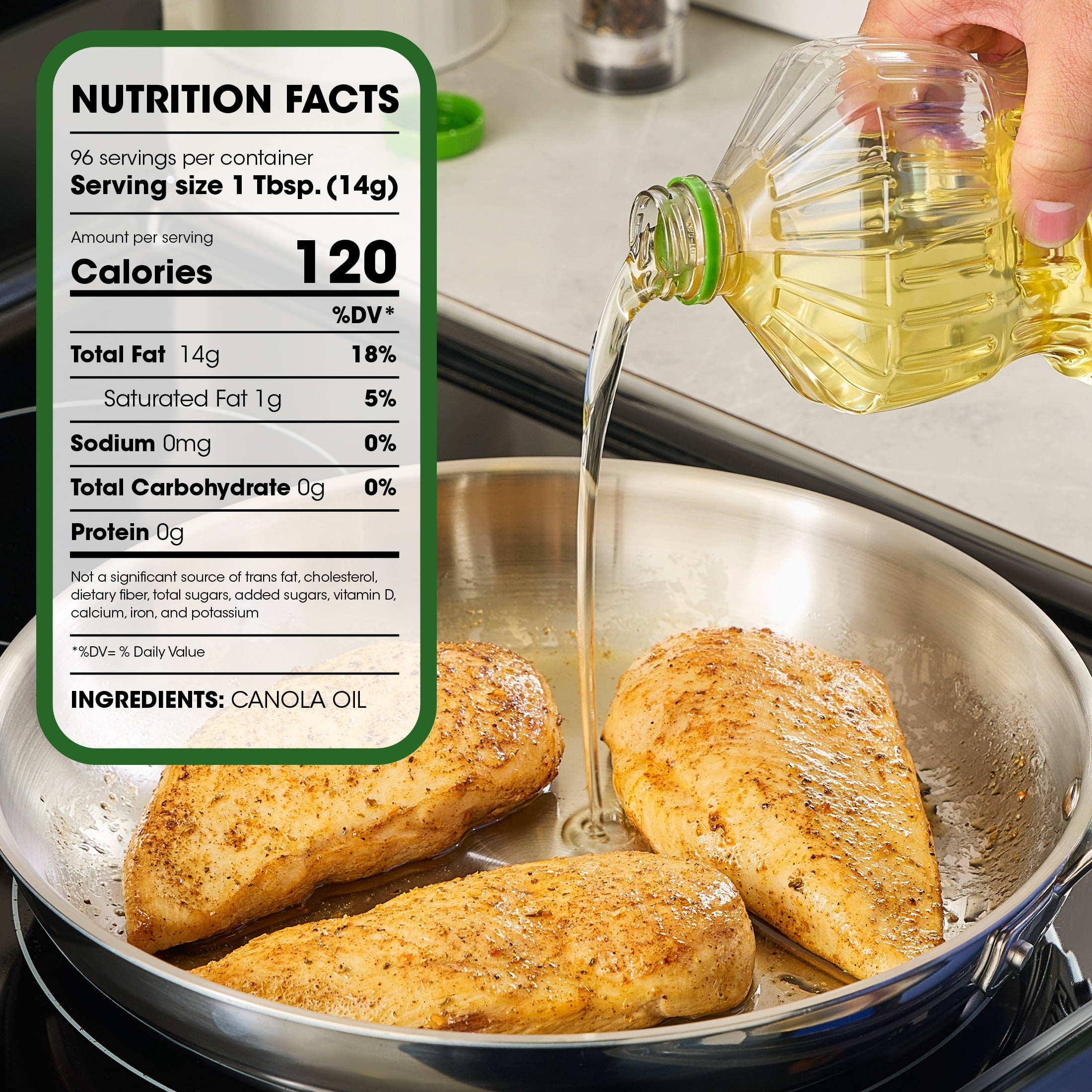 Great Value Canola Oil, Heart Healthy, High Smoke Point, 48 fl oz Bottle