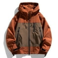 thumbnail image 2 of Sentmoon Mens Winter Jackets Color Block Long Sleeve Hooded Neck Womans Coat Plus Size Zipper Windbreaker Waterproof Woman Clothes Fall Fashion for Commuting and Bike Riding Wine XL, 2 of 9