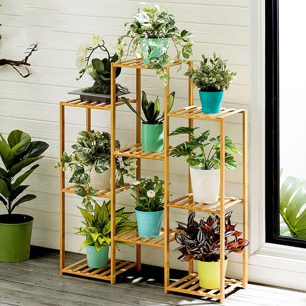 Xisheep Bamboo Plants Stand Shelf Tiered Flower Rack
