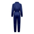 thumbnail image 6 of Women’s Tracksuit Set–2 Piece Slim Fitting Velour Velvet Casual Zip up Hoodie Cropped Jacket Sweatsuit and Sweatpants Set Two Piece Sports Suit Set S-189 Blue M, 6 of 6