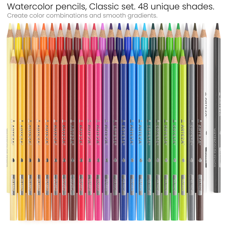 Faber-Castell 48 Triangular Colour Pencils & Watercolor Pencils, 24 Shades