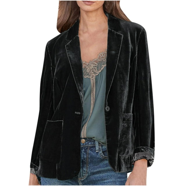 Cropped Jacket women Cozy Retro Long Sleeve Velvet Solid Buttons Pokets Jacket Cardigan Loose Coat Top