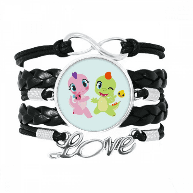 Dinosaur Kingdom Love You Bracelet Love Accessory Twisted Leather Knitting Rope Wristband