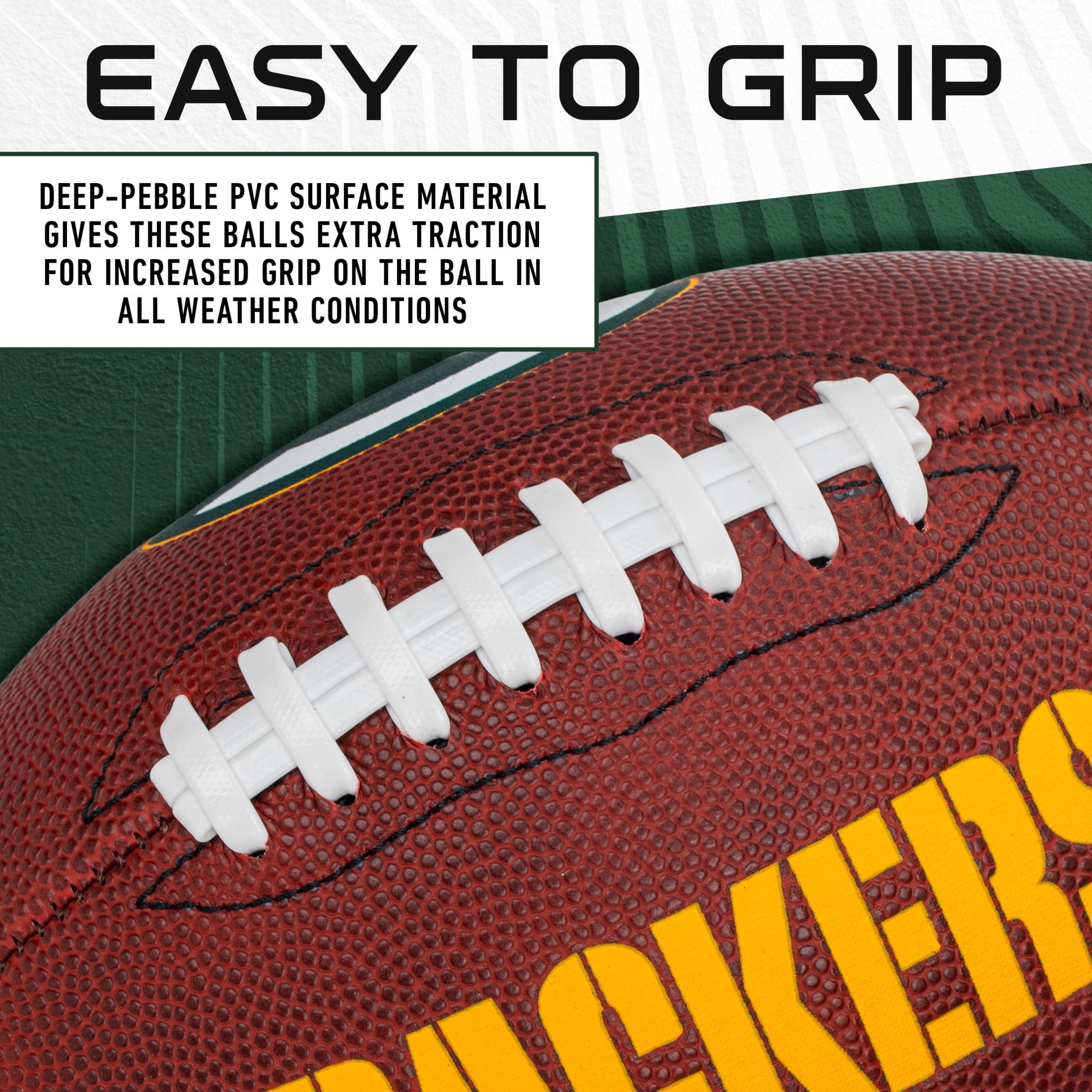 Franklin Sports NFL Green Bay Packers Football - Youth Junior Size Football for Kids - Official NFL Team Logo + Colors Youth Football - Kids NFL Fan Shop Football