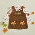 thumbnail image 4 of Miaouyo Baby Girls Skirt Set, Long Sleeve Turkey Print Romper with Embroidery Overall Dress Thanksgiving Clothes, 4 of 9