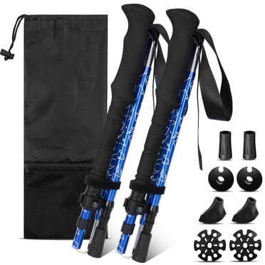 Foxelli Carbon Fiber Trekking Poles - 2 Pair Bundle For Hiking & Walking (Black & Khaki)