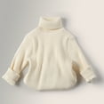 thumbnail image 2 of FAOWME Kids Boys Girls Sweater Long Sleeve Turtleneck Solid Color Knitting Loose Fit Warm Top For Autumn Winter Daily Wear,Beige,18-24 Months, 2 of 3