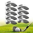thumbnail image 2 of 9 piezas de cubiertas de cabeza de hierro para Golf, accesorios de Golf, fundas de cabeza para palos de Golf duraderas Gris blanco, 2 of 8