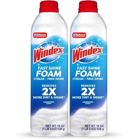 KKFEN-Fast Shine Foam Glass Cleaner, No-Drip Aerosol Cleaning Spray, 19 oz, Pack of 2