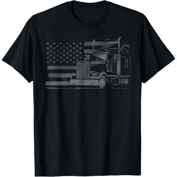 American Flag Semi Truck Driver 18 Wheeler Patriotic Trucker T-Shirt