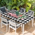 thumbnail image 2 of Christmas Pink Truck Table Cloths for 6 Foot Rectangle Tables, Xmas Tree Farmhouse White Black Plaid Patio Waterproof Elastic Fitted Tablecloths, Washable Rectangular Table Cover for Camping, 2 of 8
