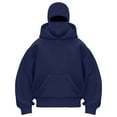 thumbnail image 2 of idosla Balaclava Ninja Zipper Hoodie With Built In Balaclava,Double Hooded Jacket Hoodie With Mask,Winter Hoodies (Navy, L), 2 of 6