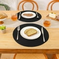 thumbnail image 2 of Round Braided Placemats Set of 4 Cotton Fabric Round Table Mats Non Slip Washable 15 inch Round Place Mats (Black, 4), 2 of 7