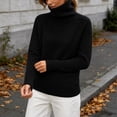 thumbnail image 6 of Turtleneck Tops for Women Raglan Knit Sweater Basic Long Sleeve Slim Fit Casual Soft Solid Color Basic Layering Top for Weekend Getaway, 6 of 8