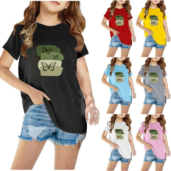 Zwiiyzr Unisex Print Short Sleeve Tee for Kids (3-12Y) - Trendy Summer Top with Colorful Design - Comfortable and Breathable Red