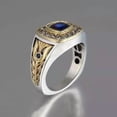 thumbnail image 2 of 2CT Cushion Cut Lab Created Sapphire Men's Wedding Ring 14k Two Tone Gold Finish, 2 of 5