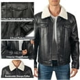 thumbnail image 4 of Alpine Swiss Aaron Mens Trucker Jacket Sherpa Collar Vegan Leather Warm Casual Coat, 4 of 8