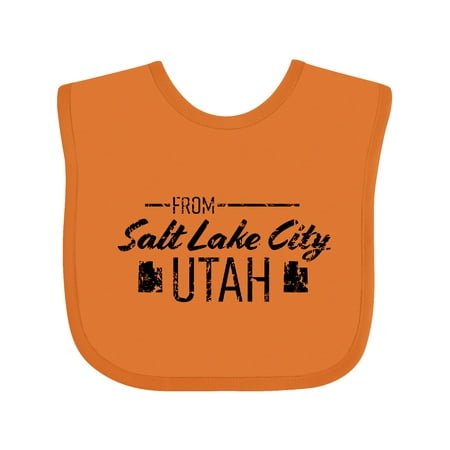 

Inktastic From Salt Lake City Utah in Black Distressed Text Gift Baby Boy or Baby Girl Bib