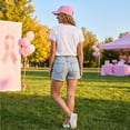 thumbnail image 7 of JULMCOMO Breast Cancer Awareness Shirts for Women I WON Pink Ribbon American Flag Gingham Cuff V Neck Graphic Tees Breast Cancer Loose Casual T Shirts White 2XL, 7 of 7