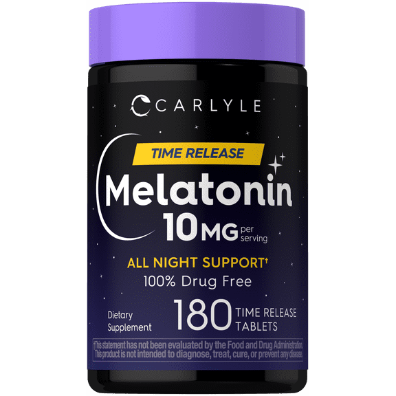 Melatonin 10mg | 180 Time Release Tablets | All Night Support | with Vitamin B6 | by Carlyle