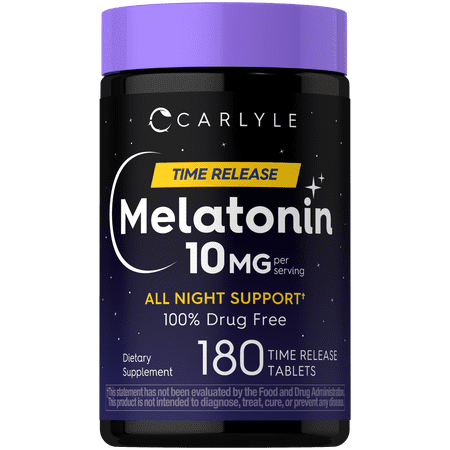 Melatonin 10mg | 180 Time Release Tablets | All Night Support | with Vitamin B6 | by Carlyle