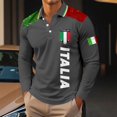 thumbnail image 2 of Rggeeun Men's Long Sleeve Polo Shirts Male Slim Fit With Print Design For Fall Winter Tops Golf Shirts For Men, 2 of 4
