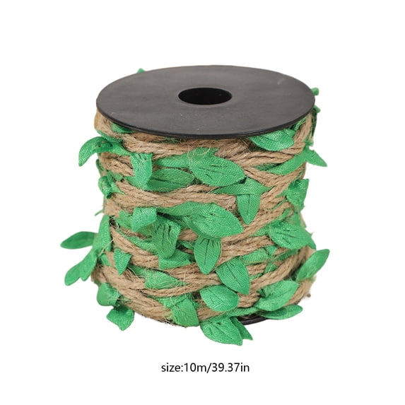 Artificial Leaf Rope, 10ft Rattan Rope for DIY Crafts, Floral Wrap for Gift Boxes, Wedding Party Decoration Supplies, Flexible Green Garland for Bouquets & Packaging