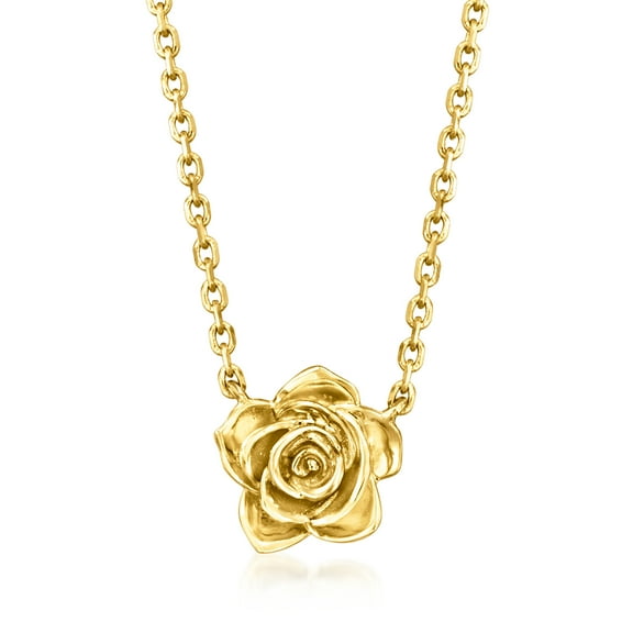 Pure Collection by Ross-Simons Italian 14kt Yellow Gold Rose Necklace, Women's, Adult