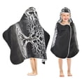 thumbnail image 2 of Big Tree in Black and White Hooded Beach Towel Kids Bath Towels Quick Dry for Pool Swiming 50" x 23.5" Microfiber Soft Bathrobe, 2 of 7