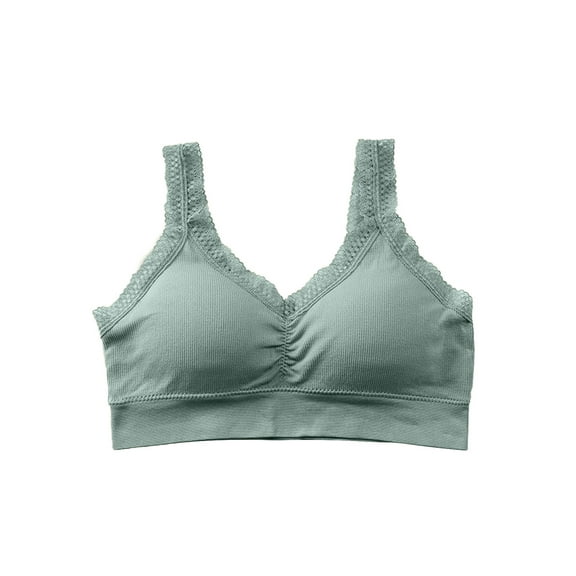 Aayomet Womens Wireless Bra Sports Bra for Women, Criss-Cross Back Padded Strappy Sports Bras Medium Support Yoga Bra with Removable Cups,Green One Size