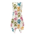 thumbnail image 4 of HELLHERO Colorful Paw Print Pattern Ladies Irregular Hem Casual Dress for Holiday Work, Side Pockets Sleeveless Sleeveless Midi Dresses, 4 of 8