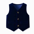 thumbnail image 4 of Odeerbi Toddler Boys 4-Piece Formal Suit Set Velvet Waistcoat, Long Sleeve Shirt with Bow Tie, Dress Pants Party Wedding Outfit, 4 of 9