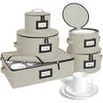 thumbnail image 1 of BALEINE China Storage Containers, Sturdy Quilted Wine Glass Storage, Plate Organizer with Carry Handles, Moving Boxes for Dishes, Cups, Mugs and Stemware (Plate Mug Combo, Har, 1 of 7