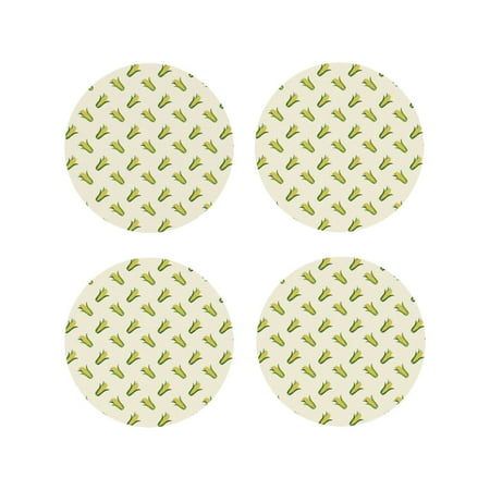 

Tideii Corn for Leather Coasters 4 Pieces Anti-fouling and Anti-scalding Decorative Coasters Suitable for Restaurants Kitchens Coffee Shops-Round Shape