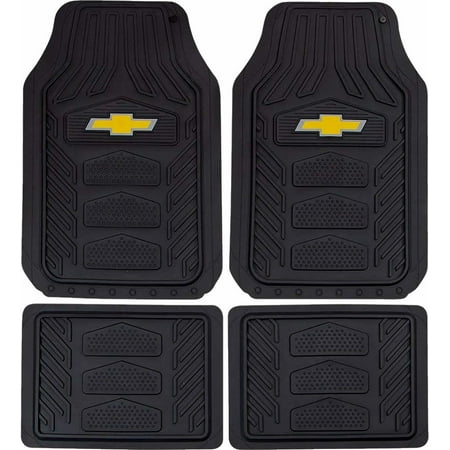 Plasticolor 001664r03 Weatherpro Black One Size Chevrolet Logo Car Truck Suv Heavy Duty Rubber 4 Piece Front And Rear Floor Mat Set