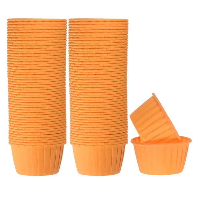 100pcs 3.5oz Moldes para Magdalenas de Papel de Tamaño Estándar Envoltorios Antiadherentes Desechables para Bodas Cumpleaños Navidad Postres Naranja