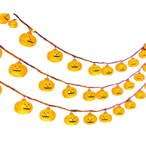 Halloween String Lights Flickering pumpkin lights, pumpkin lights battery operated Decorations 9.8 FT for Fall Halloween Parties Indoor and Outdoor