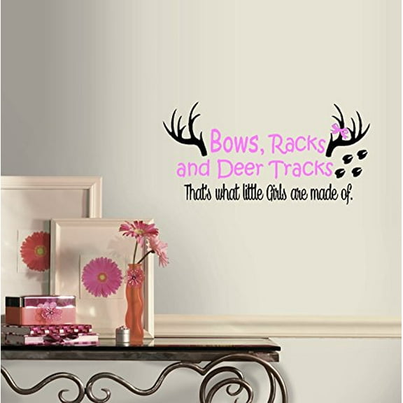 Decal ~ Bows Racks and Deer Tracks, That's what little girls are made of ~ Wall Decal (13" x 26")