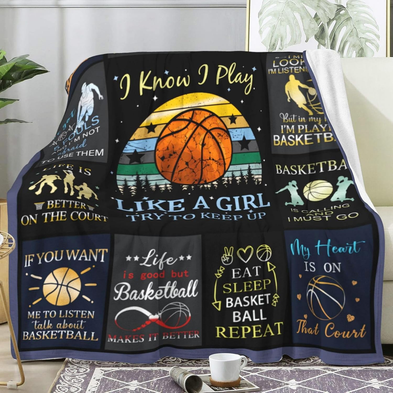 Basketball Blanket Basketball Gifts for Boys Girls Teens,Cool Basketball Stuff Accessories,Best Basketball Coach Team Gifts for Basketball Lover Basketball Players 50"X40"