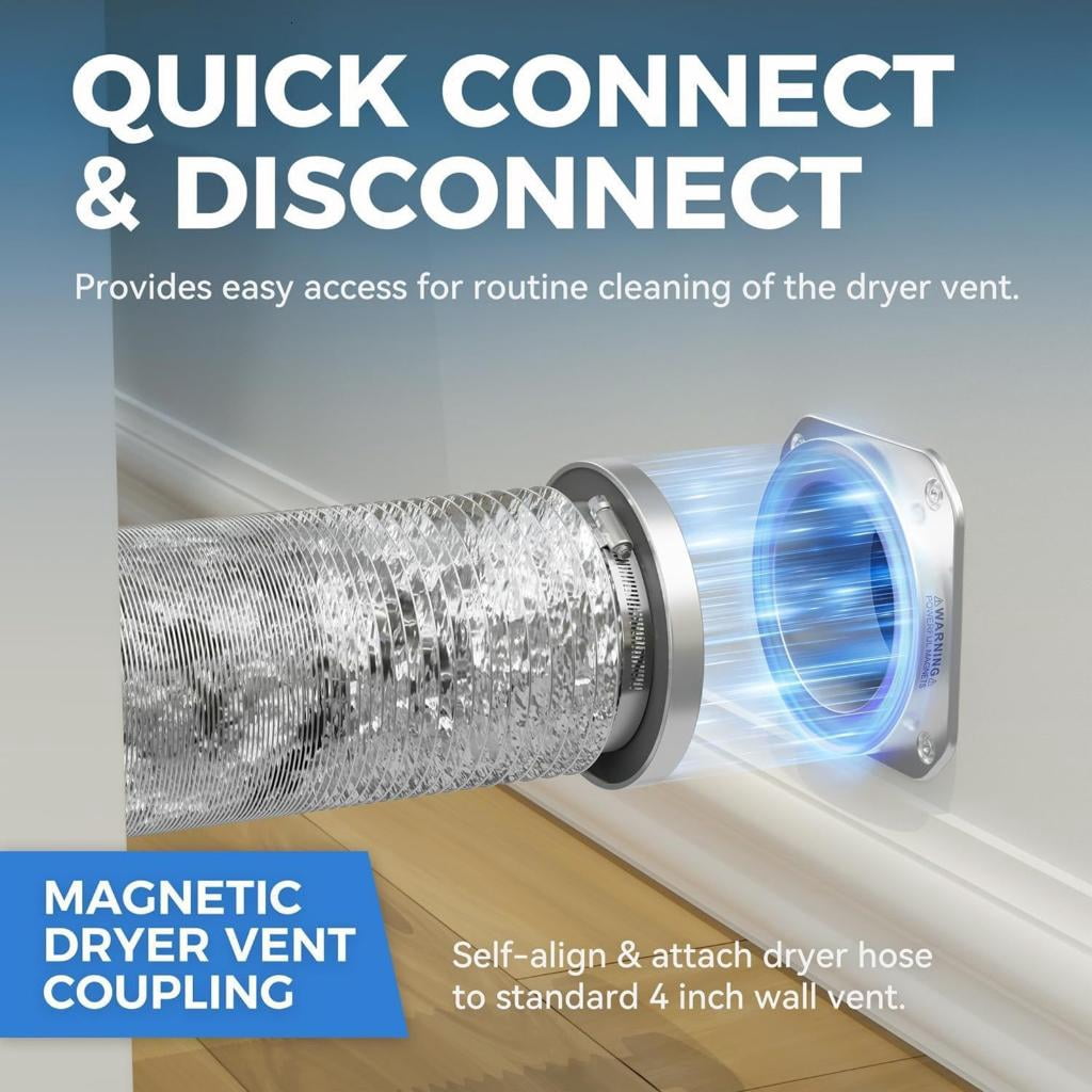 Quick Connect Magnetic Dryer Vents Adapters with 180 Degree Elbow Heat Resistant