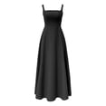 thumbnail image 5 of XAOFW Summer Elegant Dress For Women Square Collar Sleeveless Strap Dress With Waist Tie Holiday Party Trendy Sundress, 5 of 6