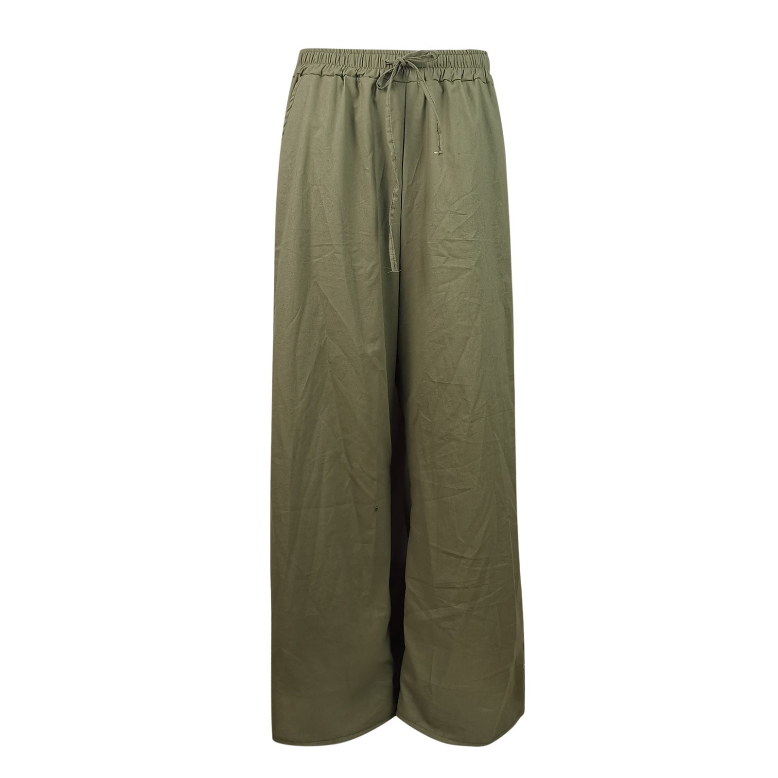 eczipvz Pants for Women Women's Casual Zipper Fly Wide Leg Loose Long Rayon  Pants Brown,M