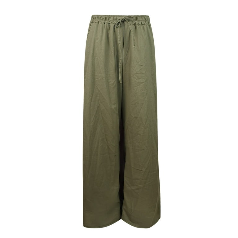 eczipvz Panties for Women Women's Zipper Fly High Waist Corduroy Pants  Solid Wide Leg Trousers with Pockets Green,S 