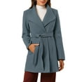 thumbnail image 1 of Abrigo largo de invierno con cinturón de manga larga y cuello alto clásico para mujer INSPIRE CHIC XS azul grisáceo, 1 of 8