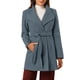 thumbnail image 1 of Abrigo largo de invierno con cinturón para mujer, clásico, de cuello alto, de manga larga, en gris azul, 1 of 8