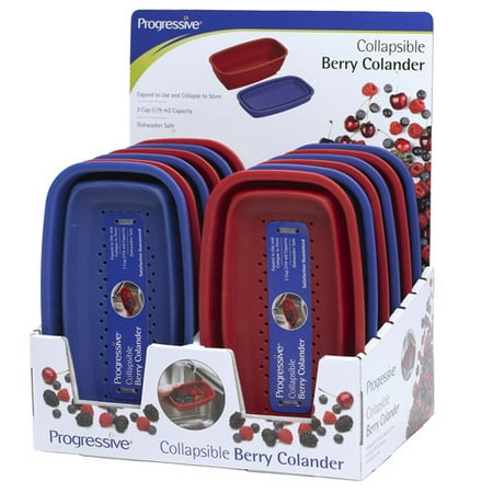 Progressive International 12 Piece Display Collapsible Berry Colander (Set of 12)