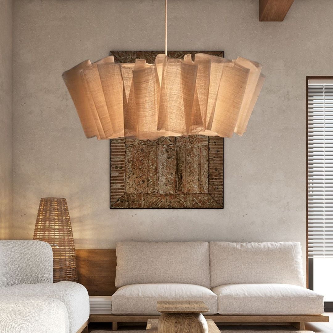 UEEYAC Retro Artistic Fabric Chandelier Wabi-sabi Pendant Light Home Decor